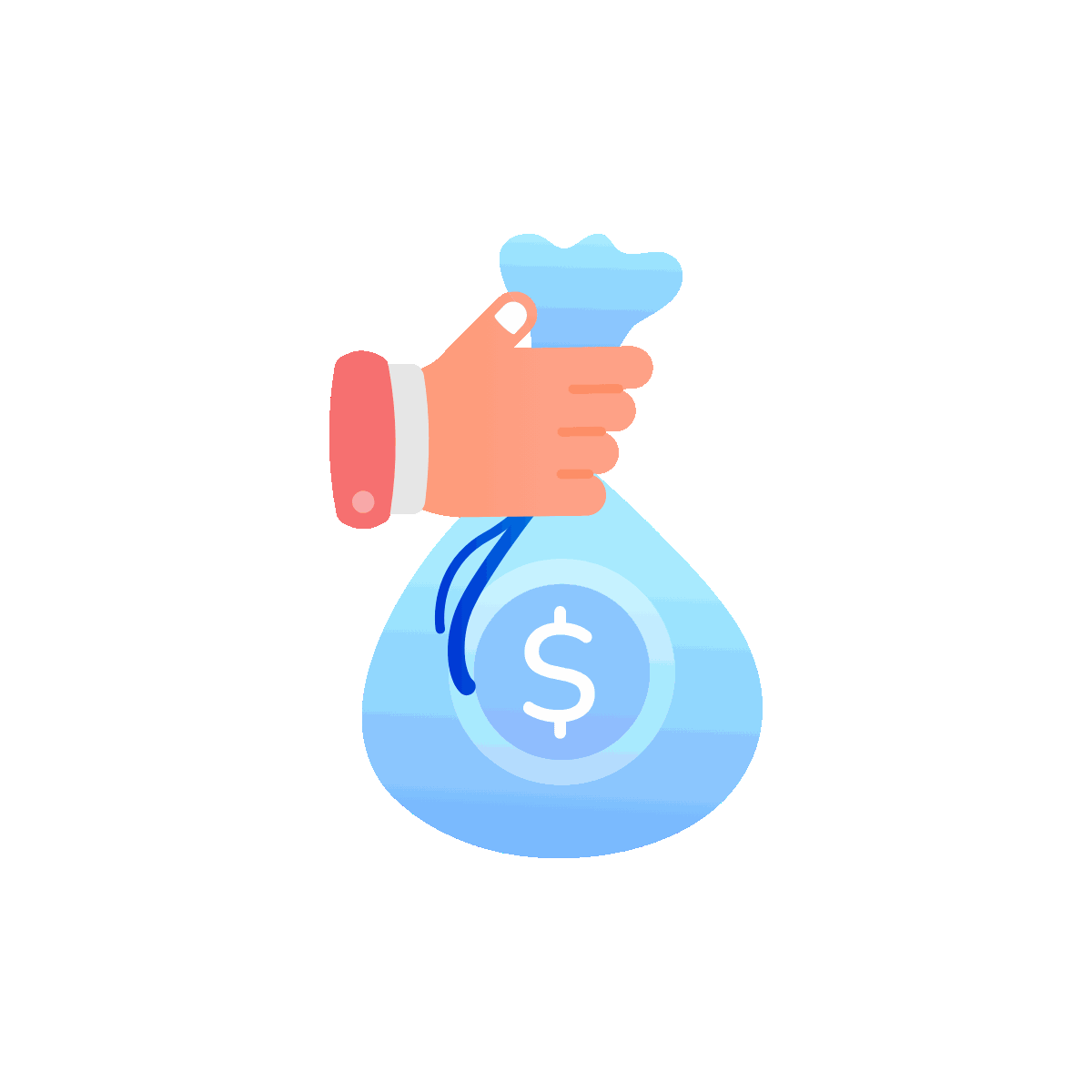 Animated Flat Wealth Money Bag Icon Design