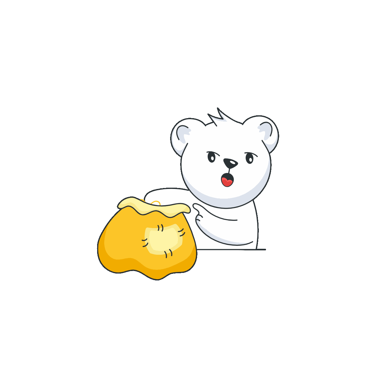 Bear with gifts bag animated flat sticker