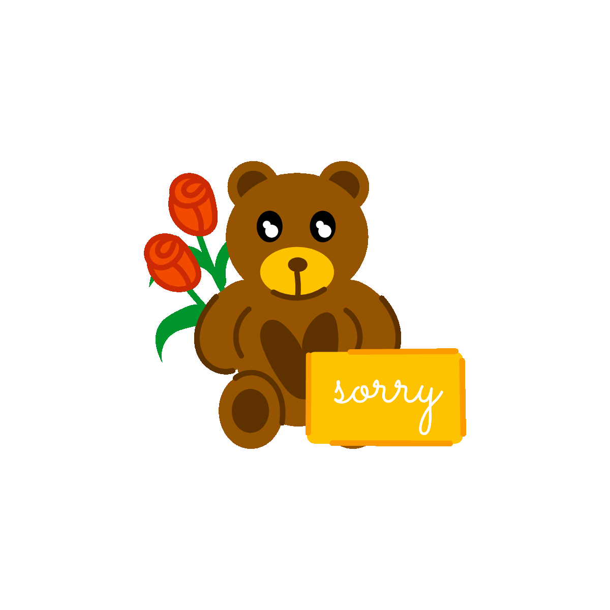 Flat Animated Sorry Bear Sticker Design