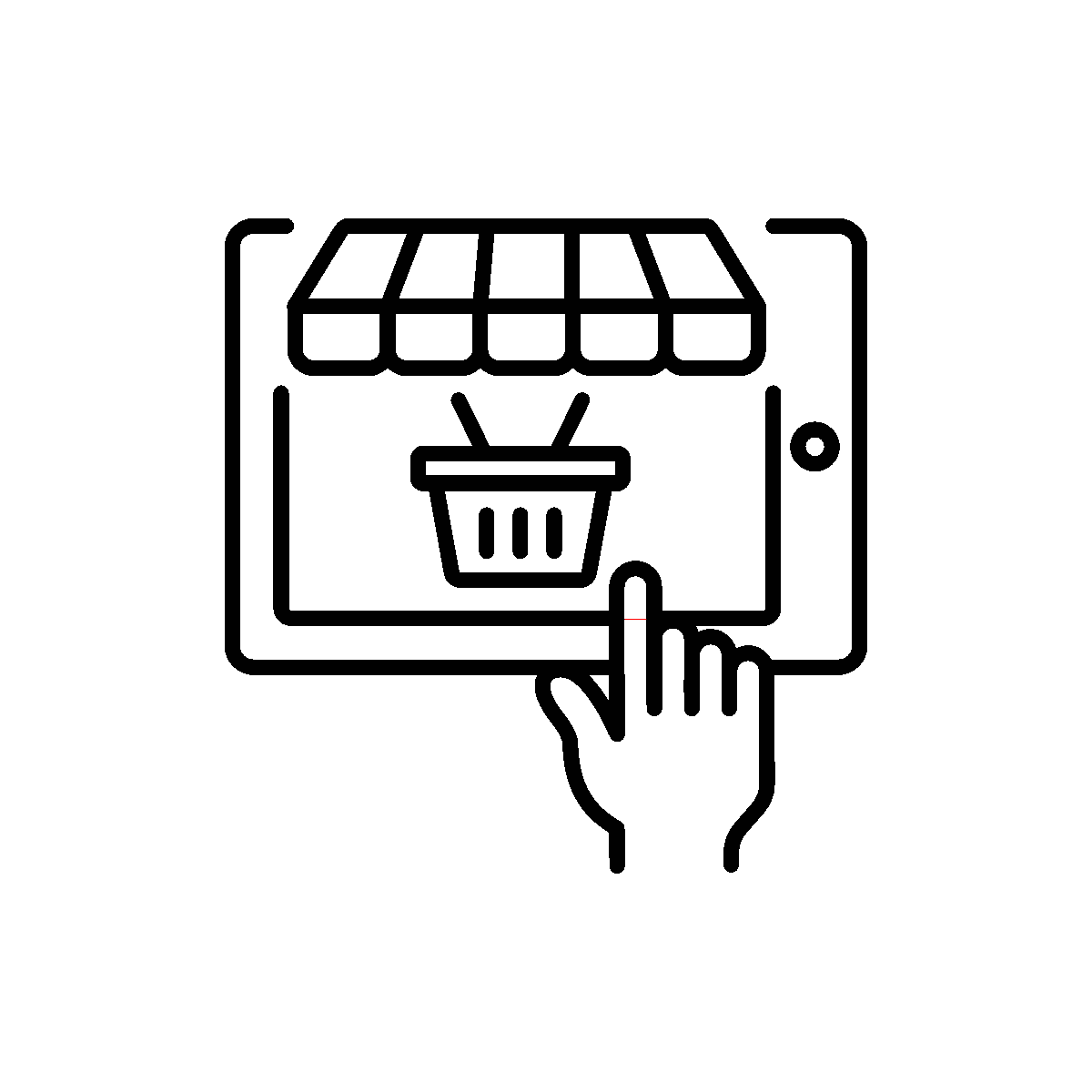 A linear animated icon of online buying