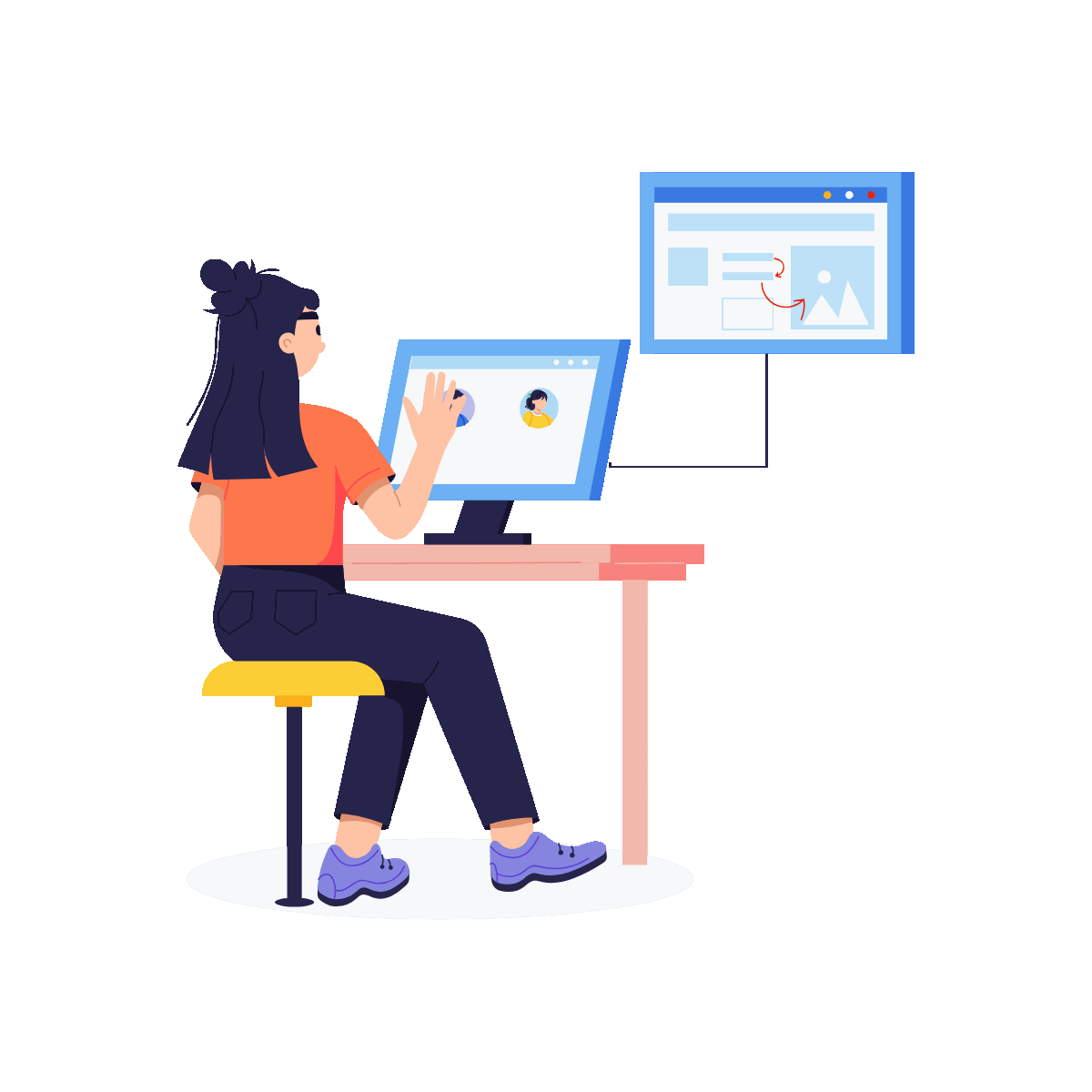 Flat Animated Online Project Work Design