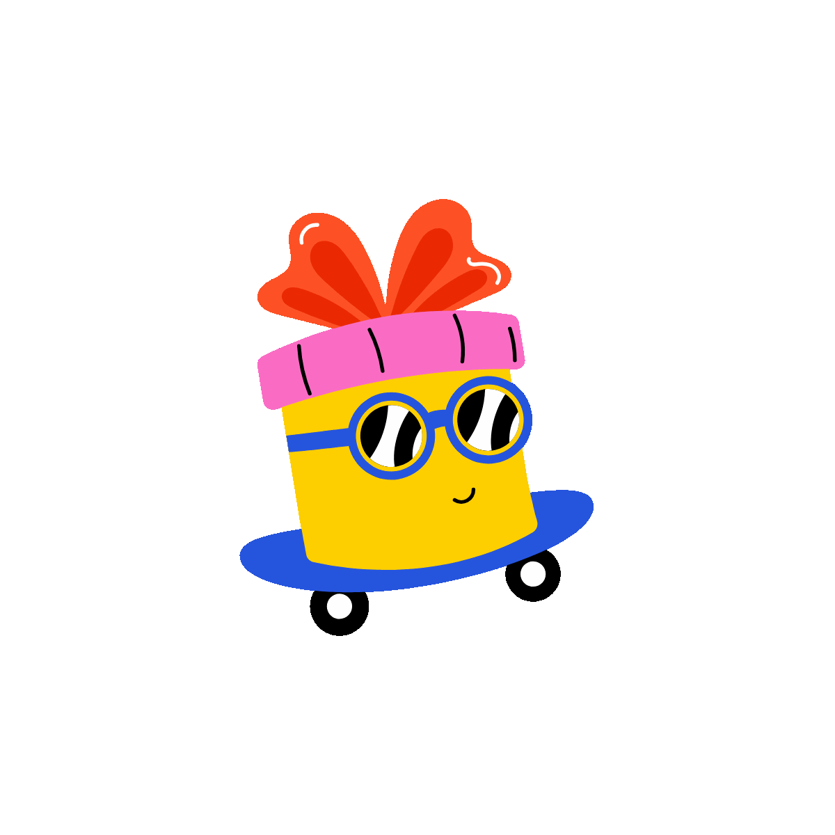 Santa gift animated flat sticker design