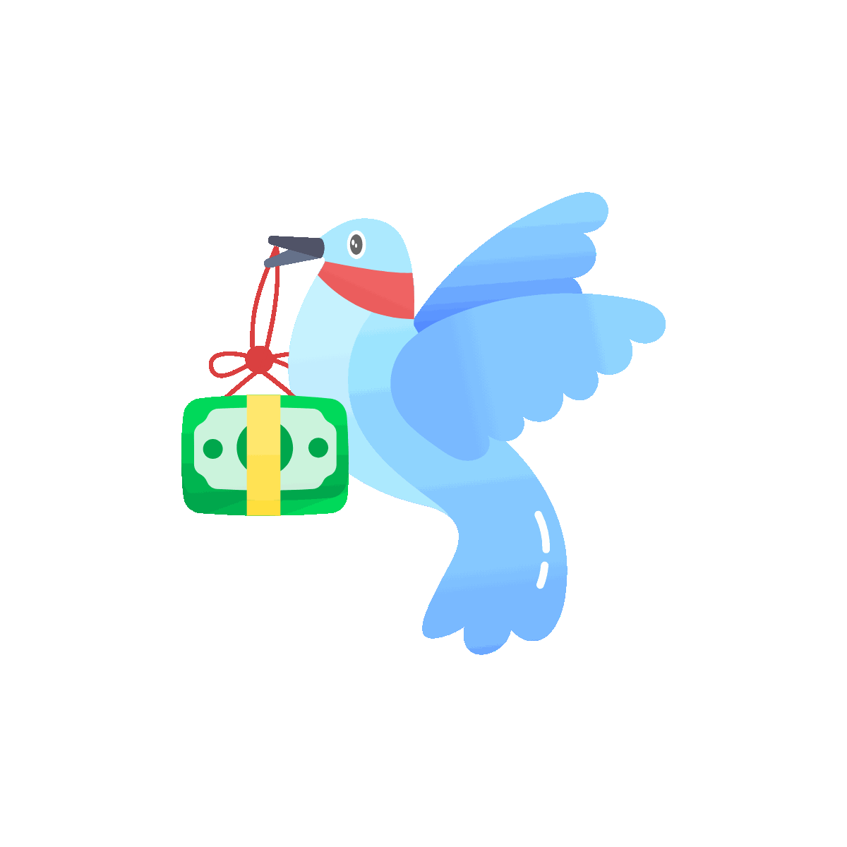 Animated Flat Bird Money Transfer Icon Design