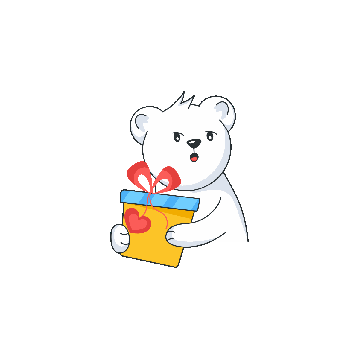 Christmas bear gift animated flat sticker