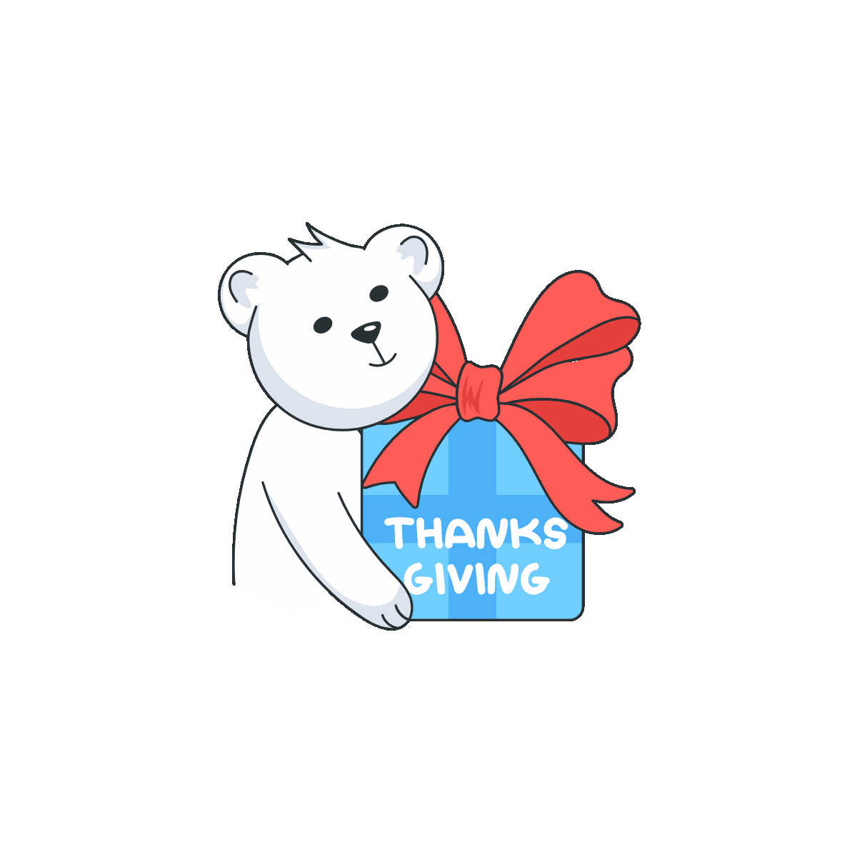Thanksgiving Present Gift Bear Sticker