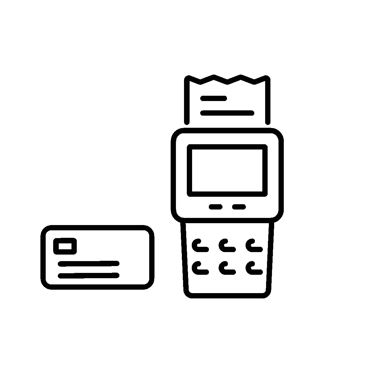 A linear animated icon of a POS payment