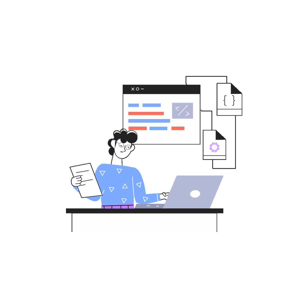 Web Programmer Linear Animated Illustration