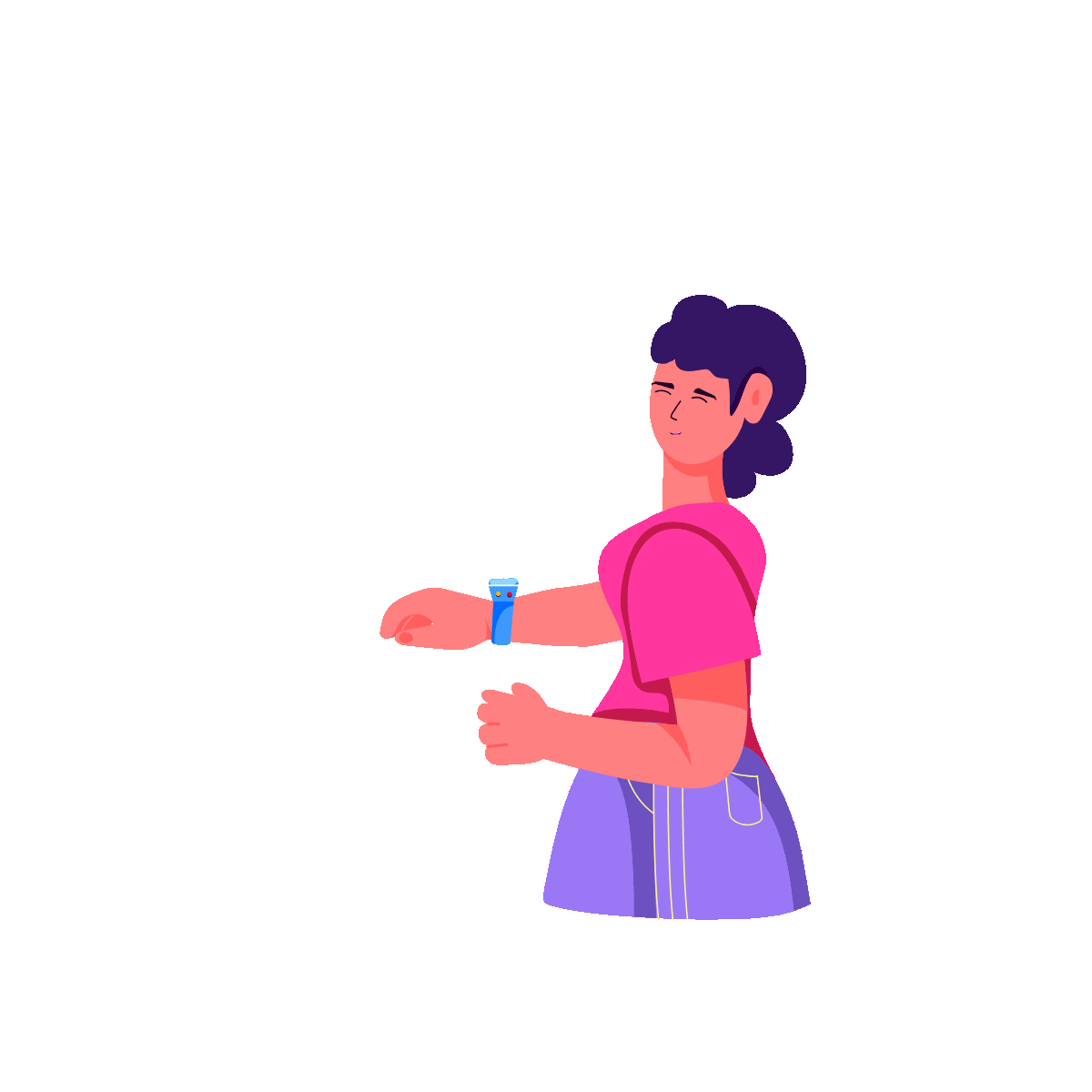 Woman Using an Advanced Watch Hologram