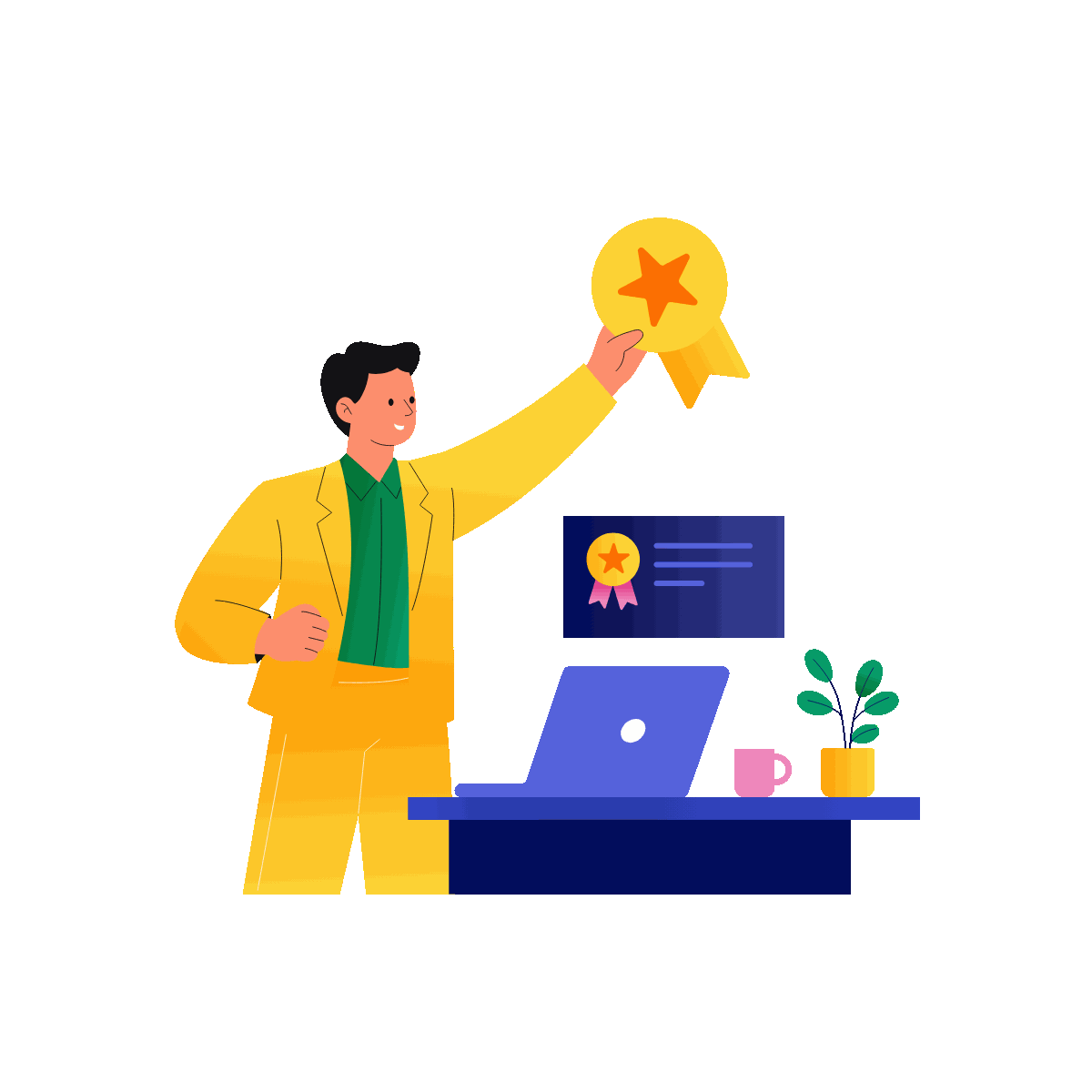 Professional celebrating a career award