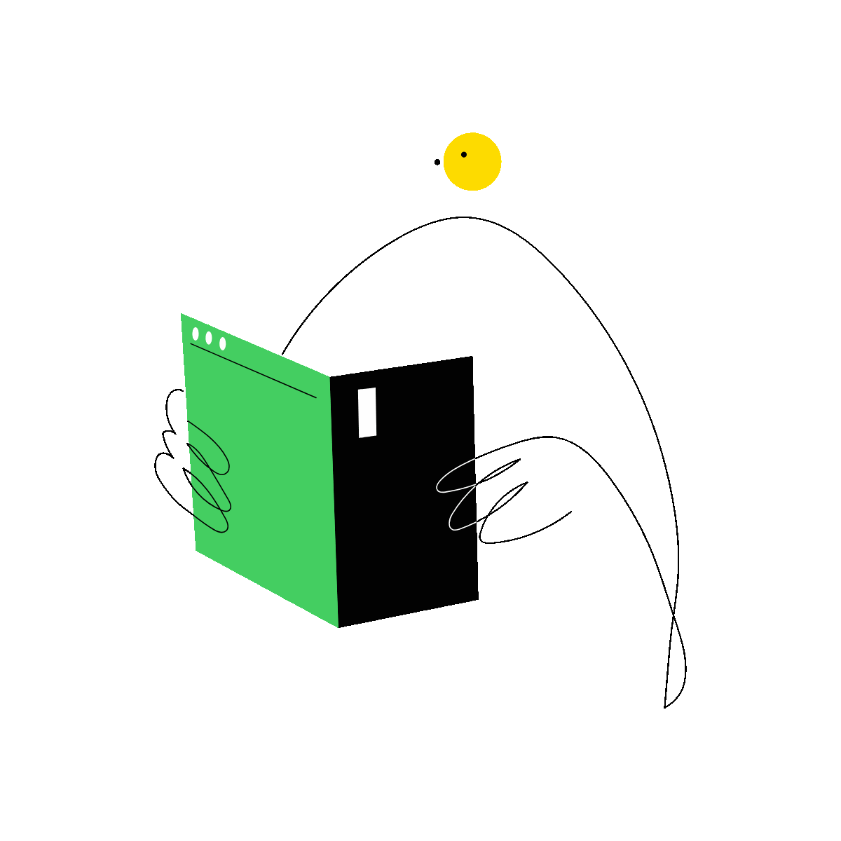 Web Learning Character Line Illustration