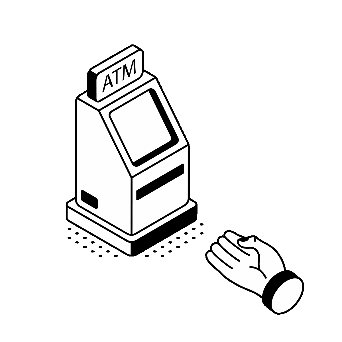 Animated Isometric ATM Cash Withdrawal