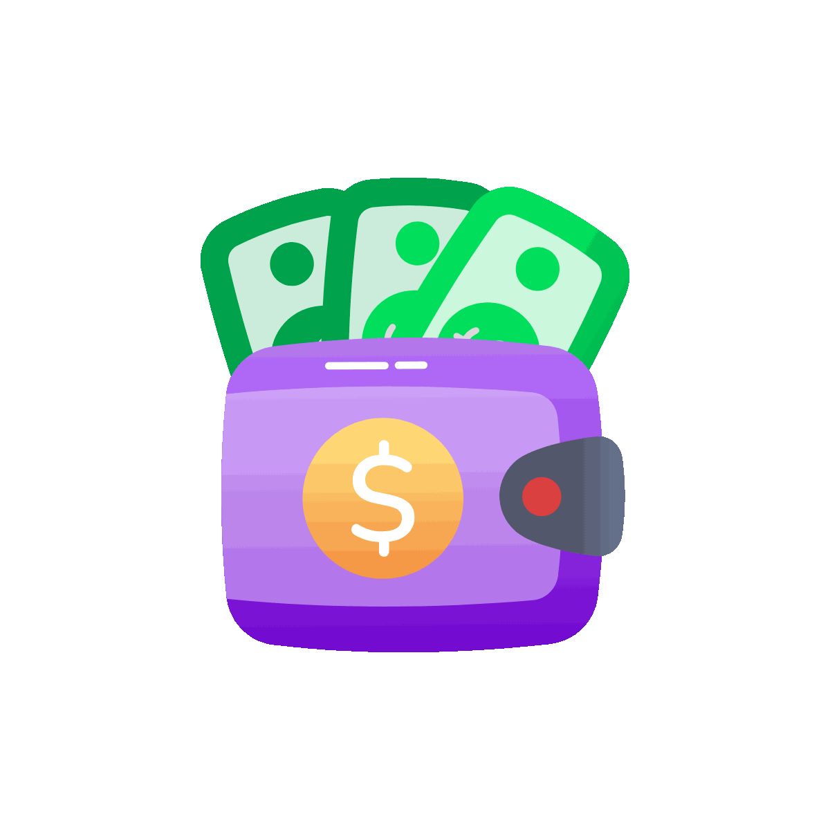 Animated Flat Money Wallet Icon Design