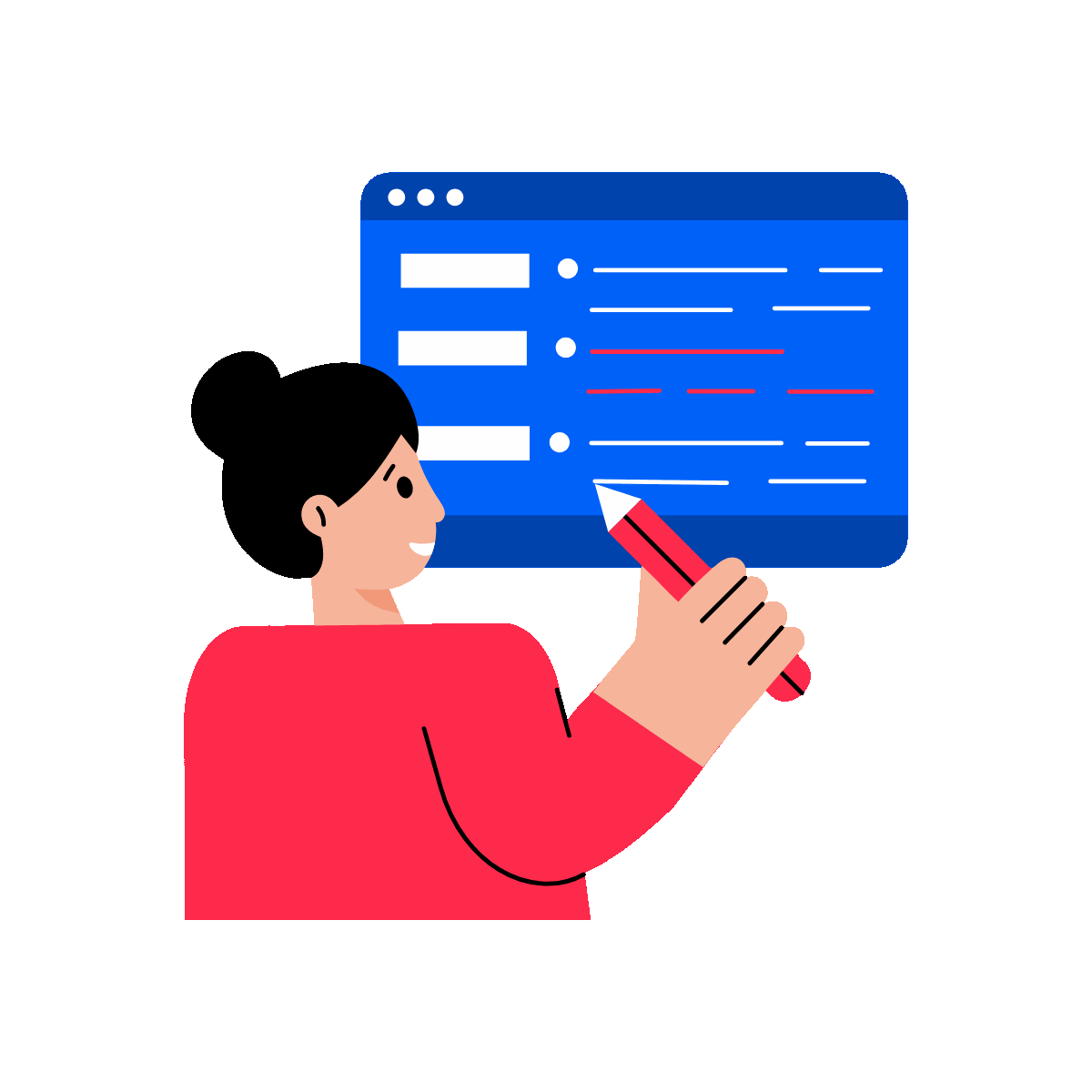 A flat style animated illustration of a web developer