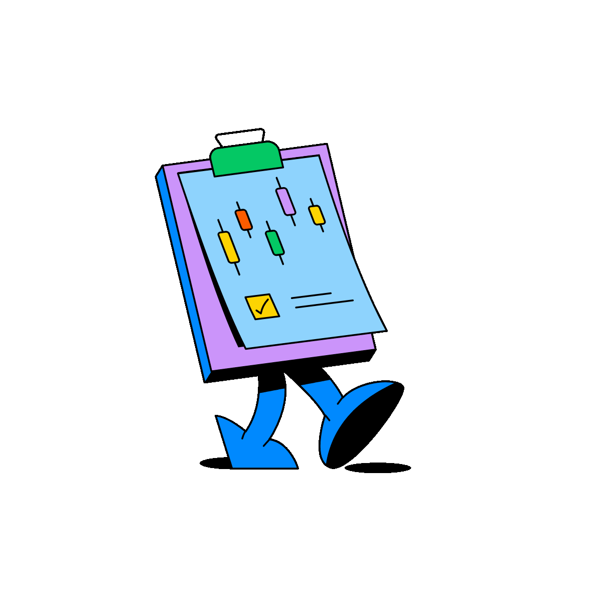 Animated historical trading chart board