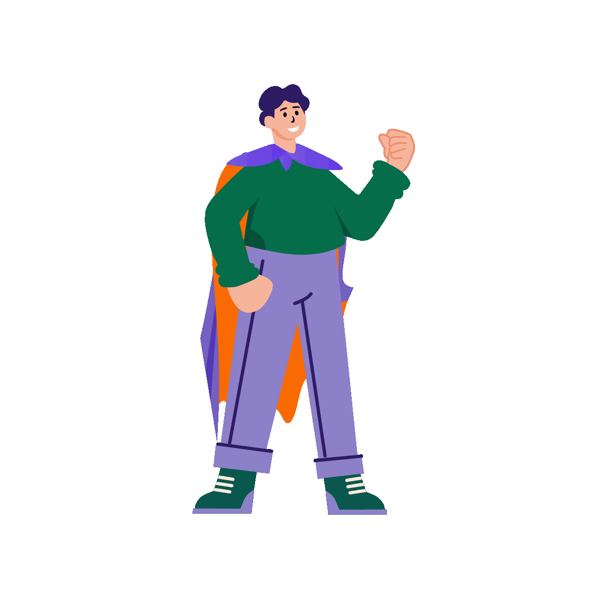 A person doing project planning, flat style animated illustration