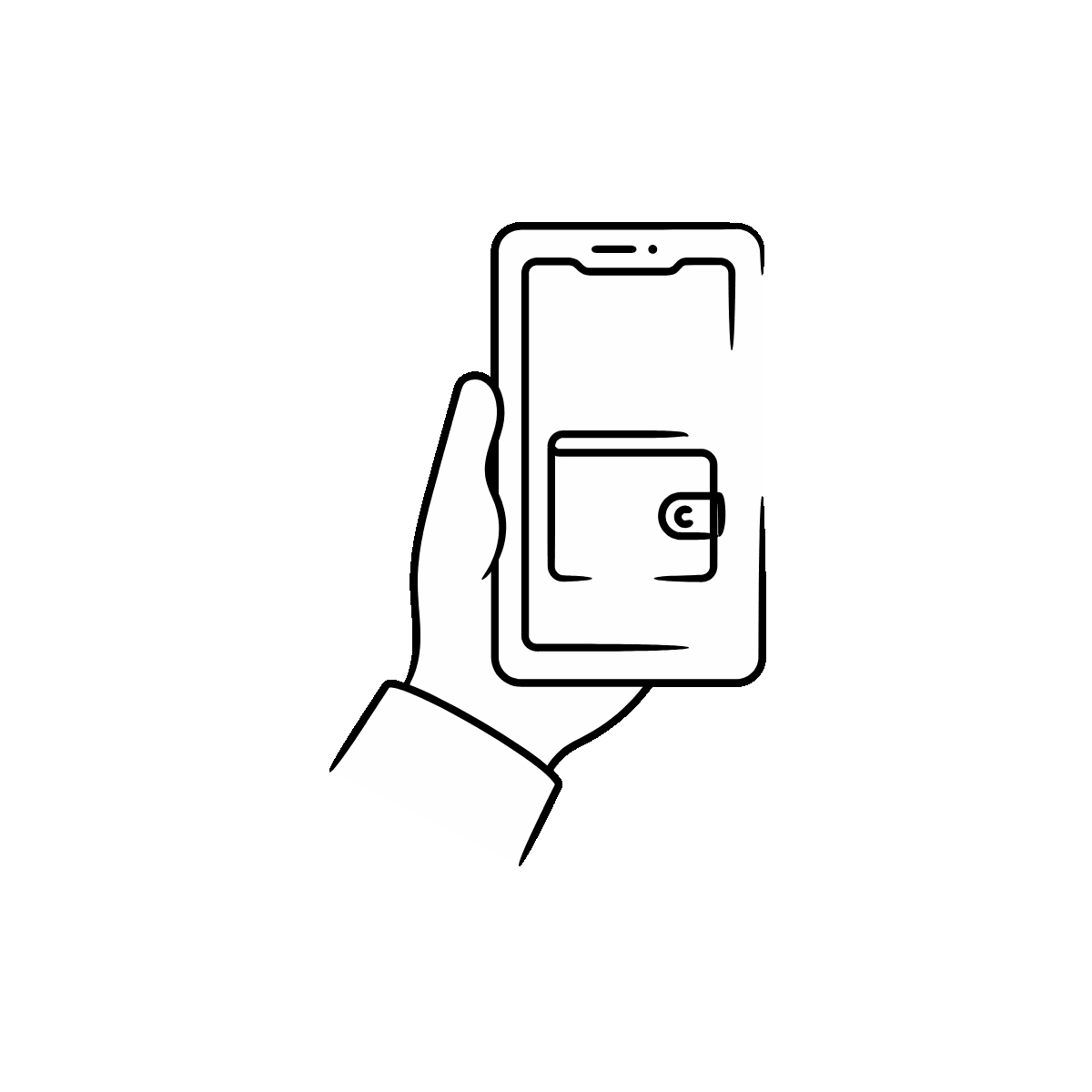 Hand-Drawn Mobile Wallet Doodle Icon Design