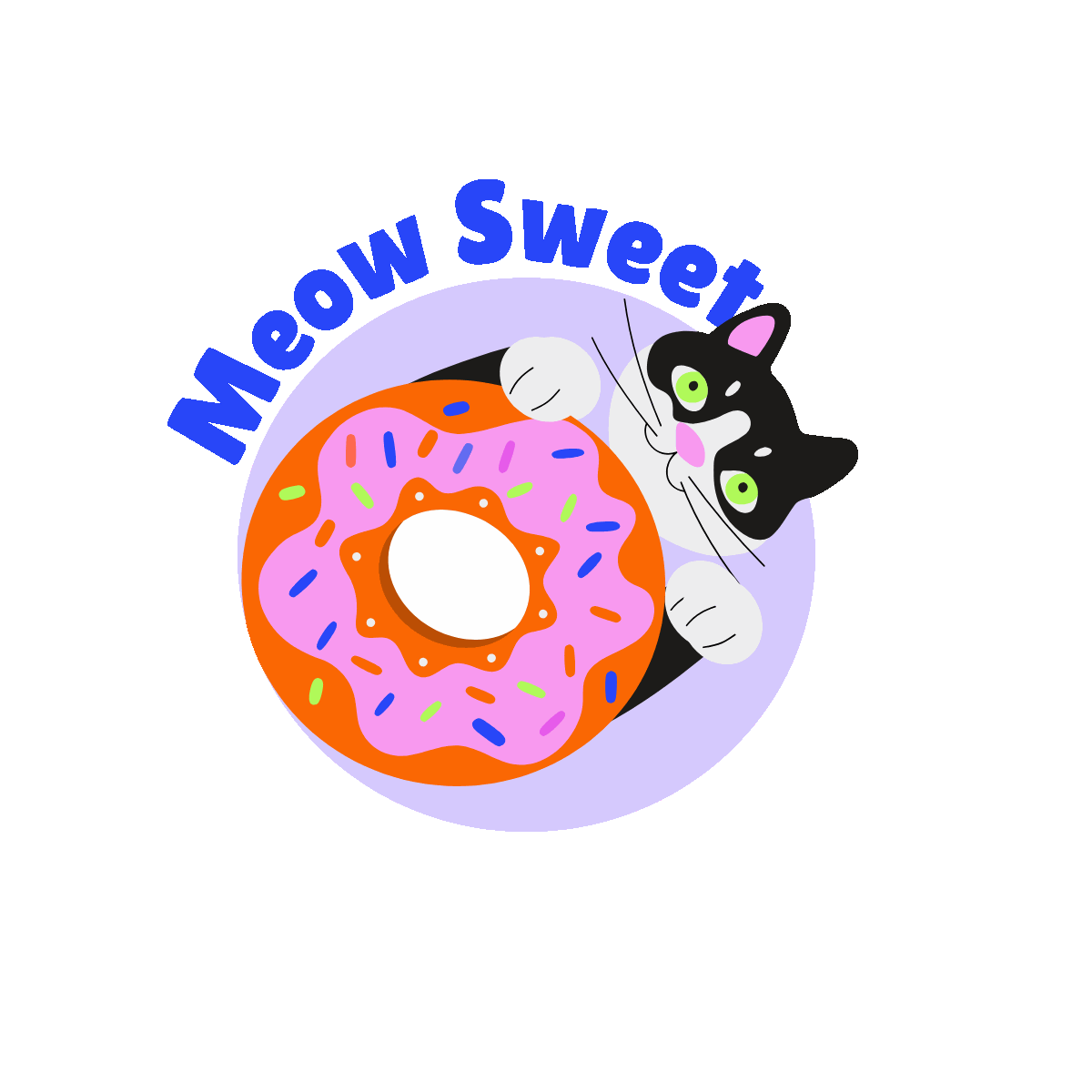 Whimsical Cat Donut Animation Looping