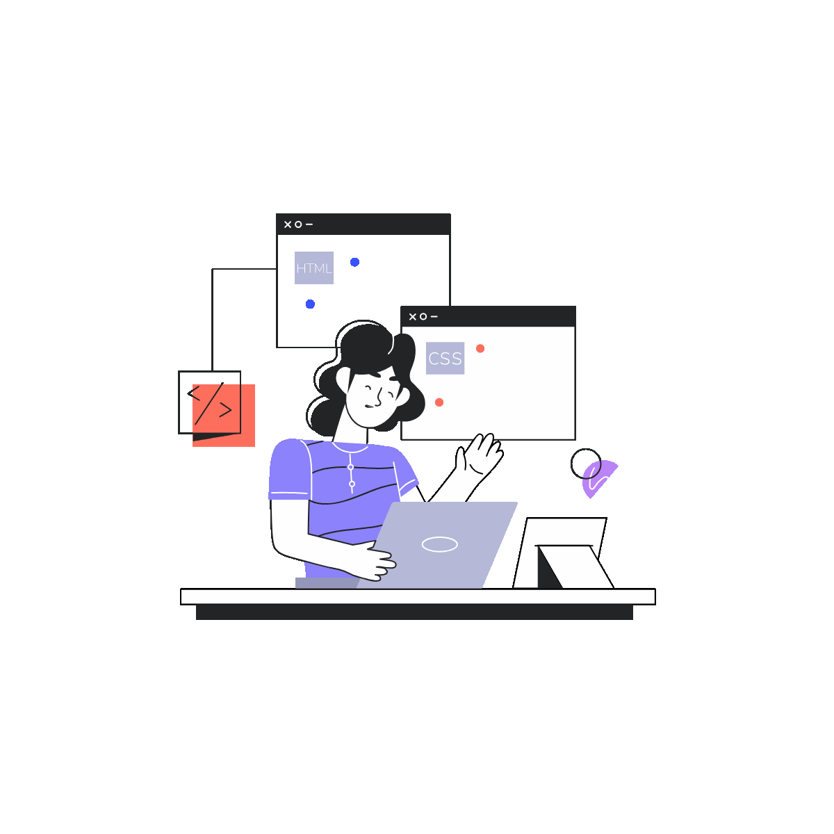 Trendy Web Developer Linear Illustration