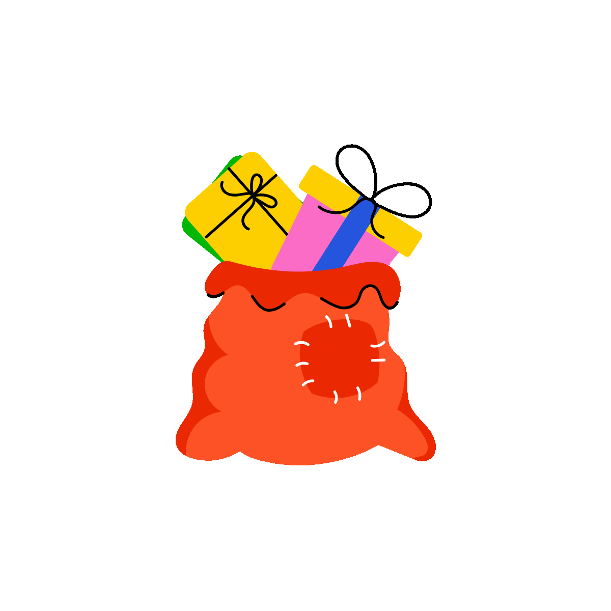 Santa sack animated flat sticker design