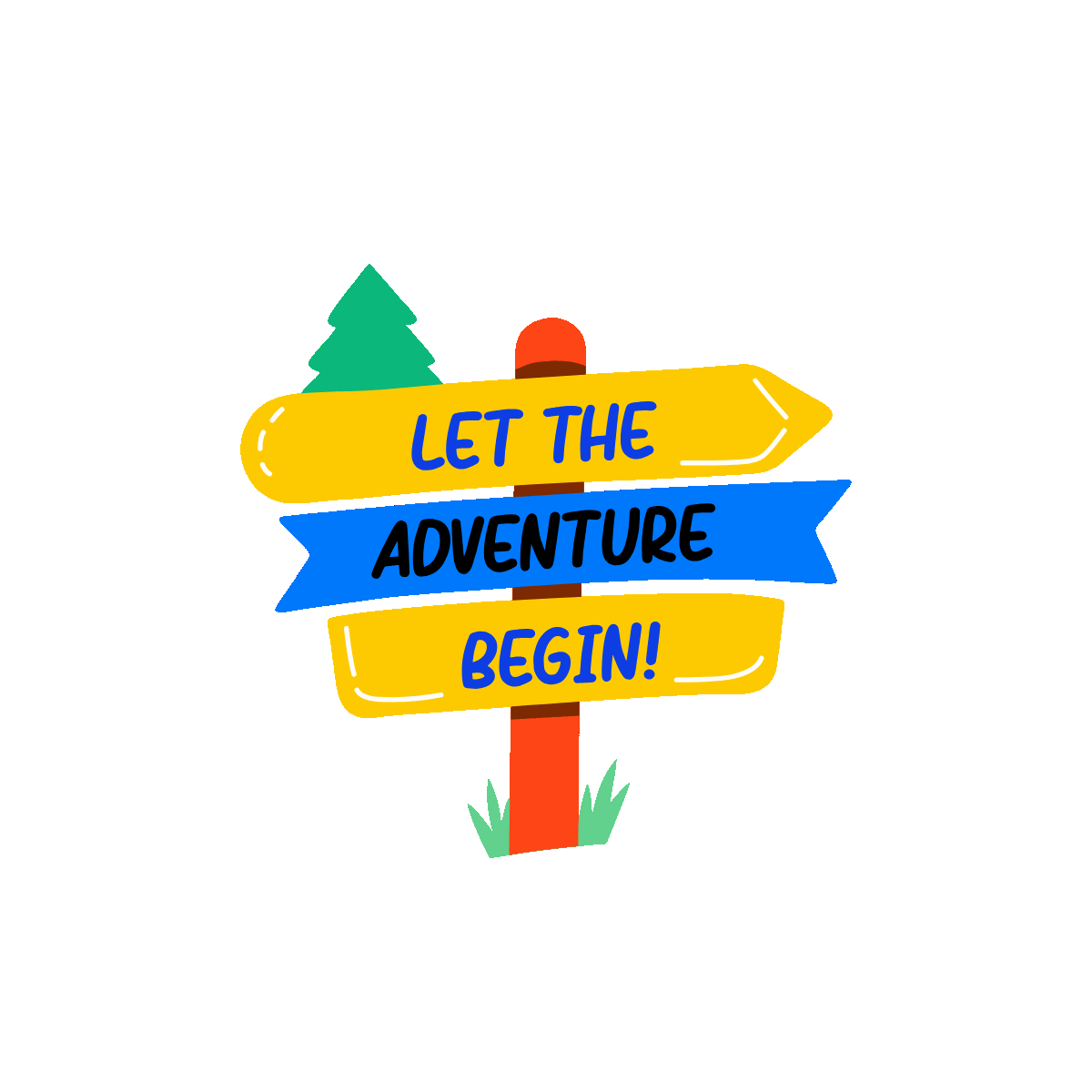 Animated adventure direction board sticker