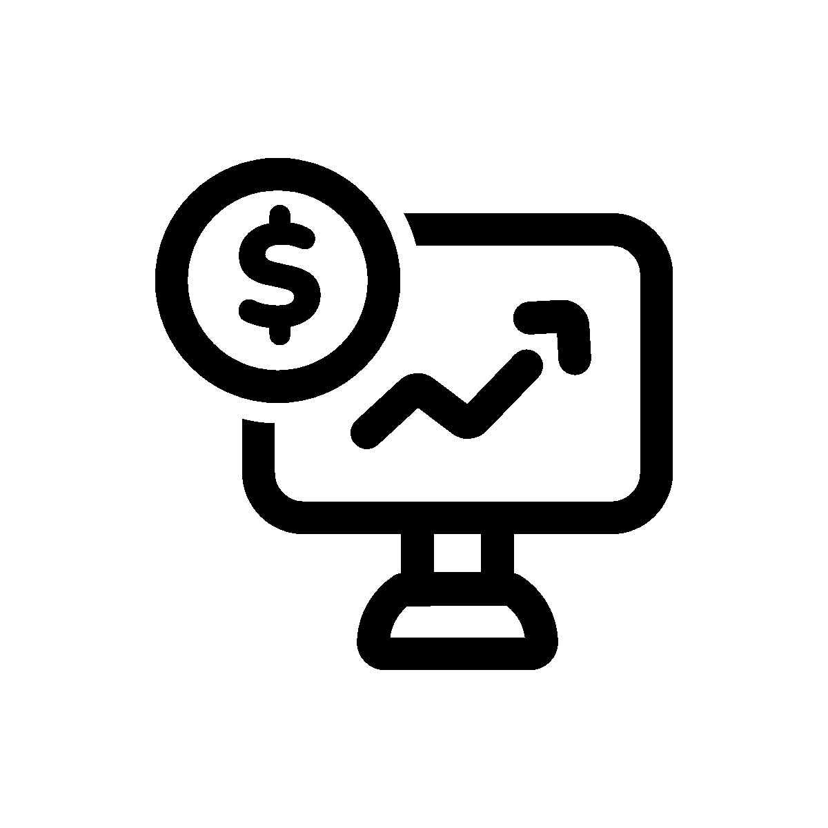 Hover animation of finance growth, outline design