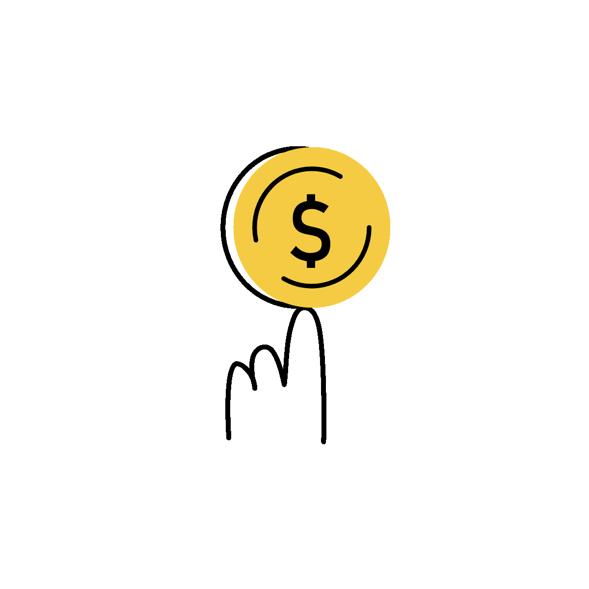 Animated Gold Coin Doodle Illustration