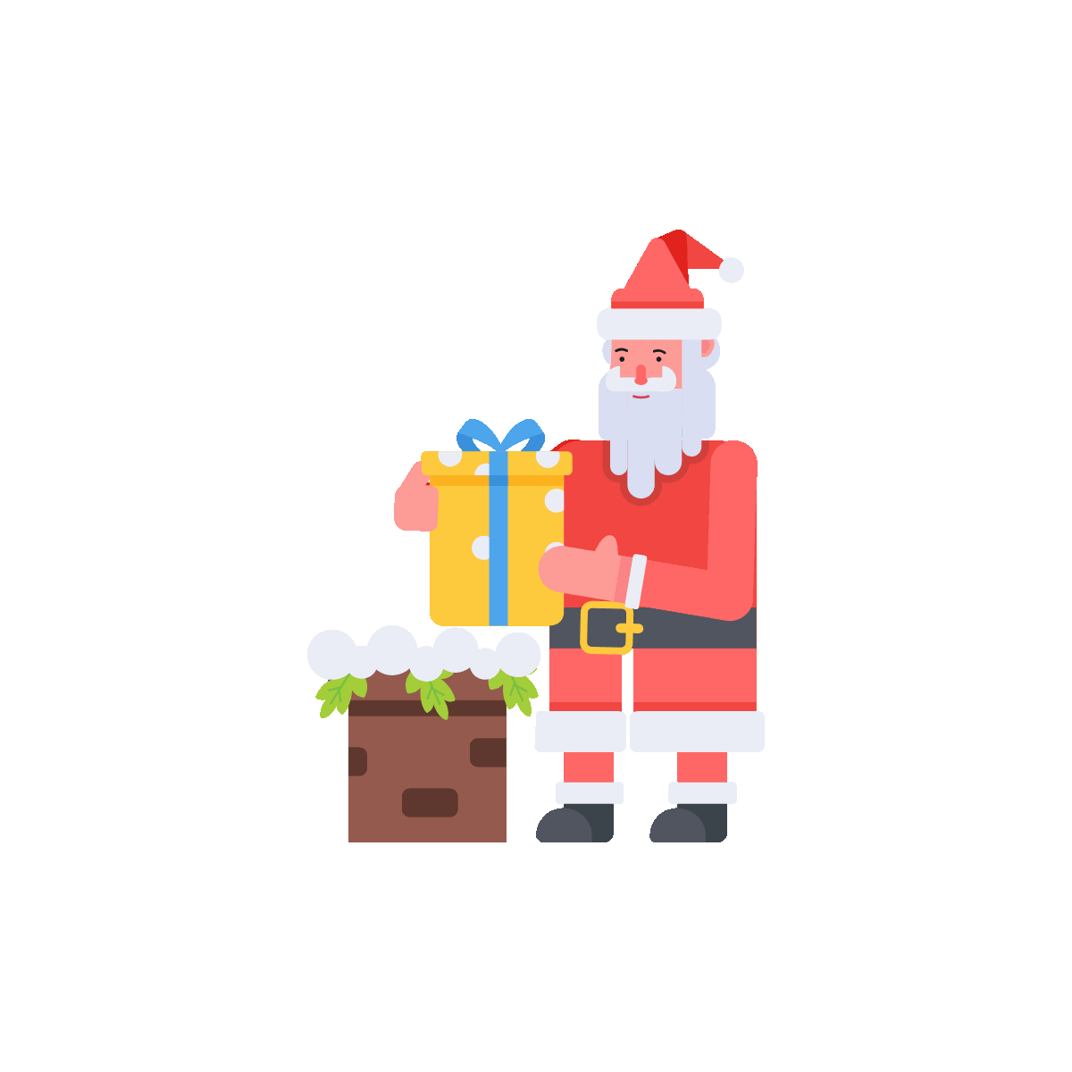 Chimney gift animated flat icon design